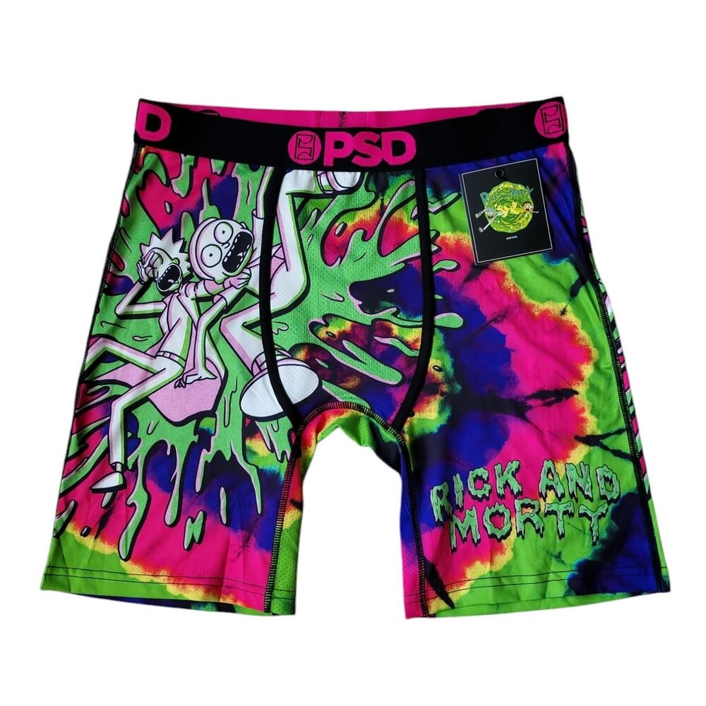 PSD Underwear, Men's Small, Rick and Morty Slime, Multicolor, 7" Boxer Brief